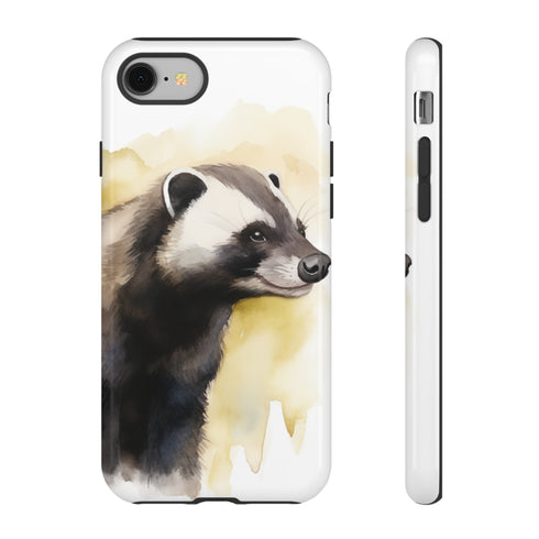 Badger on a Yellow Background - Impact Resistant Phone Case iPhone 8 Glossy